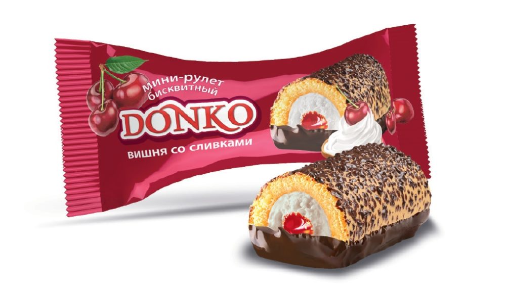 «DonKo» вишня со сливками» — нежный бисквитный мини-рулет